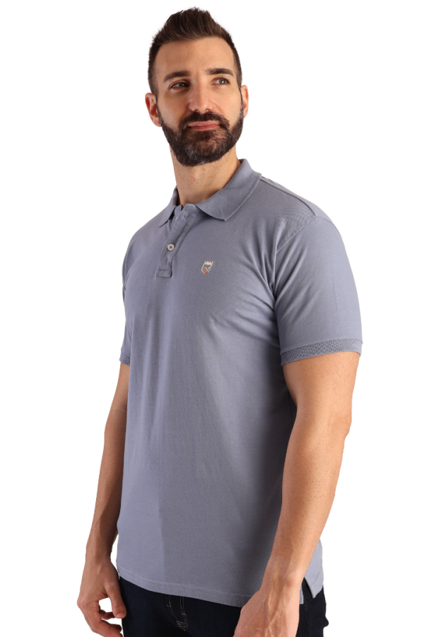 Playera Tipo Polo Casual Manga Corta Azul Acero Slim Fit Para Caballero